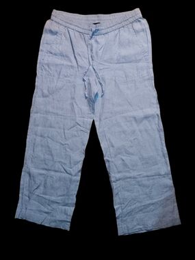 Saks Fifth Avenue Light Blue Wide Leg Linen Pants